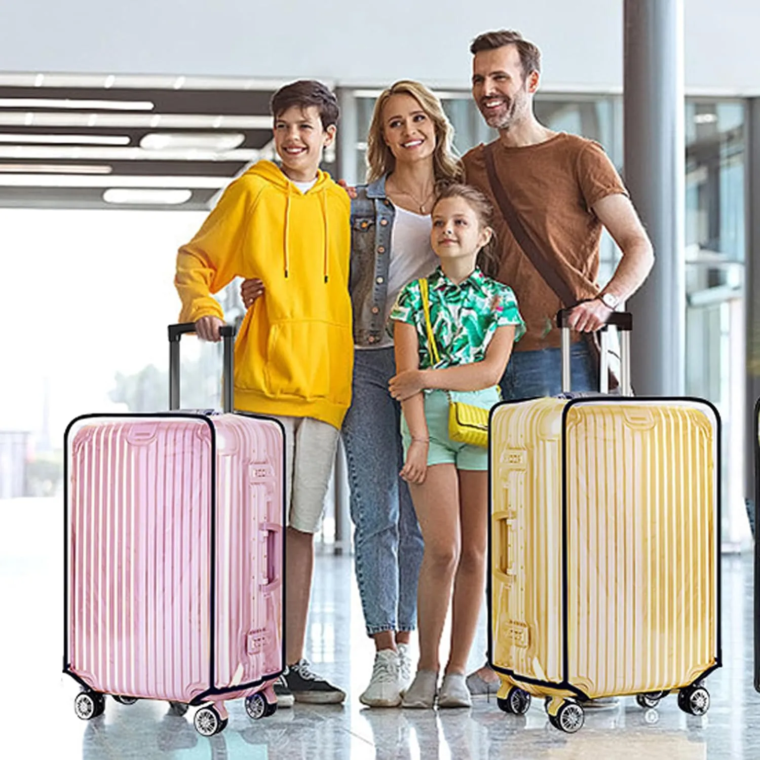 20 Inch Clear PVC Luggage Cover, 0.2mm Thick Lightweight Waterproof, Dustproof, Anti-Scratch Suitcase Cover, Luggage Covers for Suitcase TSA Approved, Fits 19"-20" Wheeled Luggage