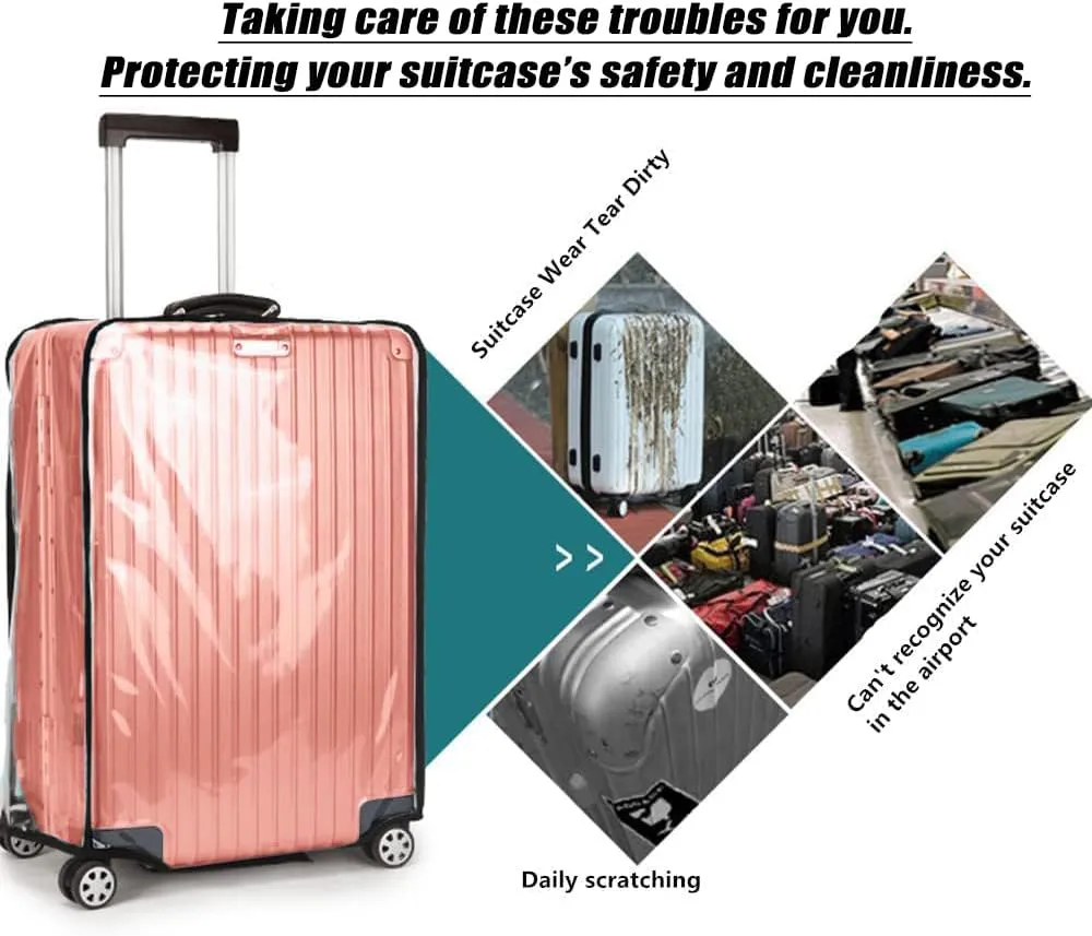20 Inch Clear PVC Luggage Cover, 0.2mm Thick Lightweight Waterproof, Dustproof, Anti-Scratch Suitcase Cover, Luggage Covers for Suitcase TSA Approved, Fits 19"-20" Wheeled Luggage