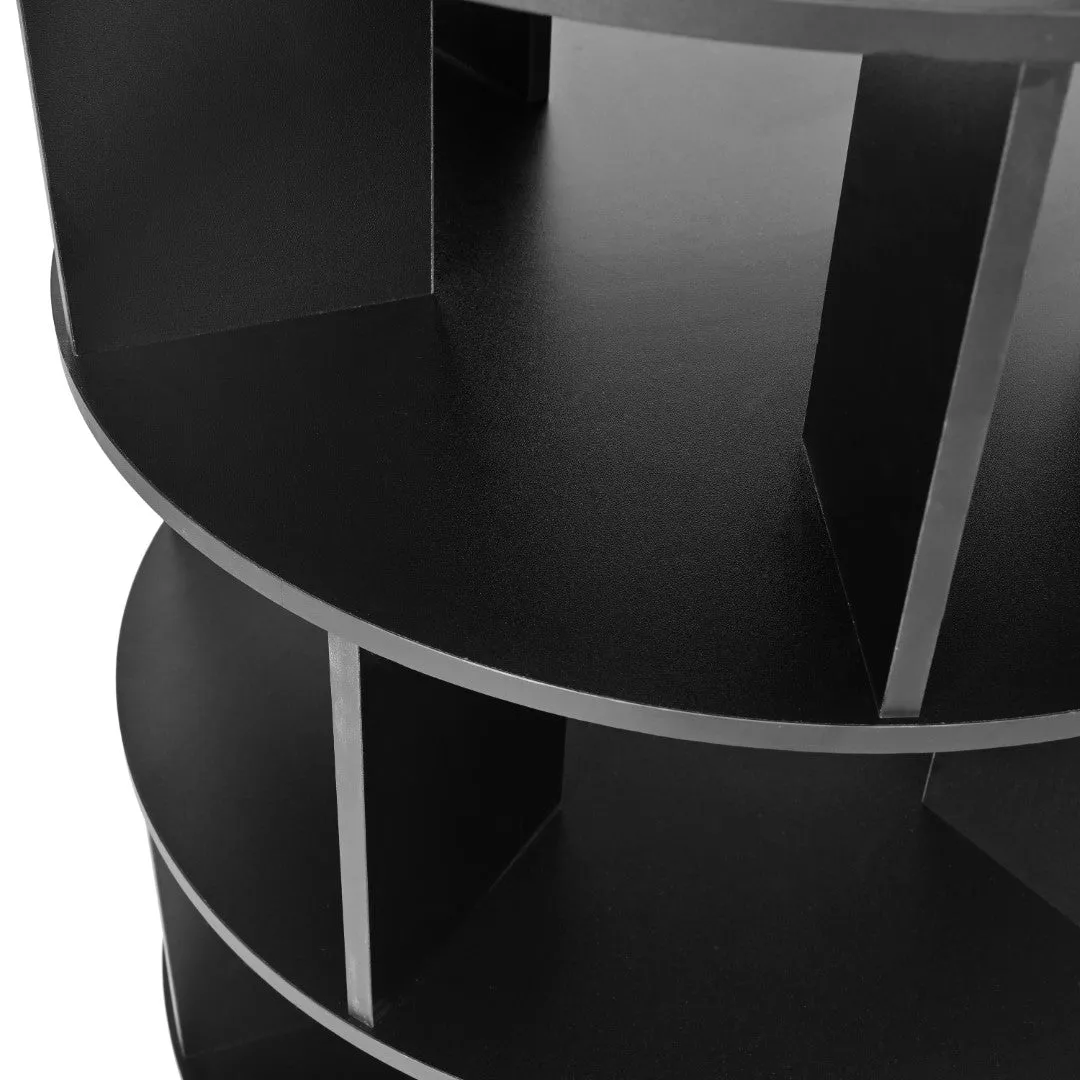 23.6'' Rotating Shoe Rack Tower, 7-Tier Spinning Shelf, 5 Grids Per Layer, 360° Revolving Carousel Organizer, Black