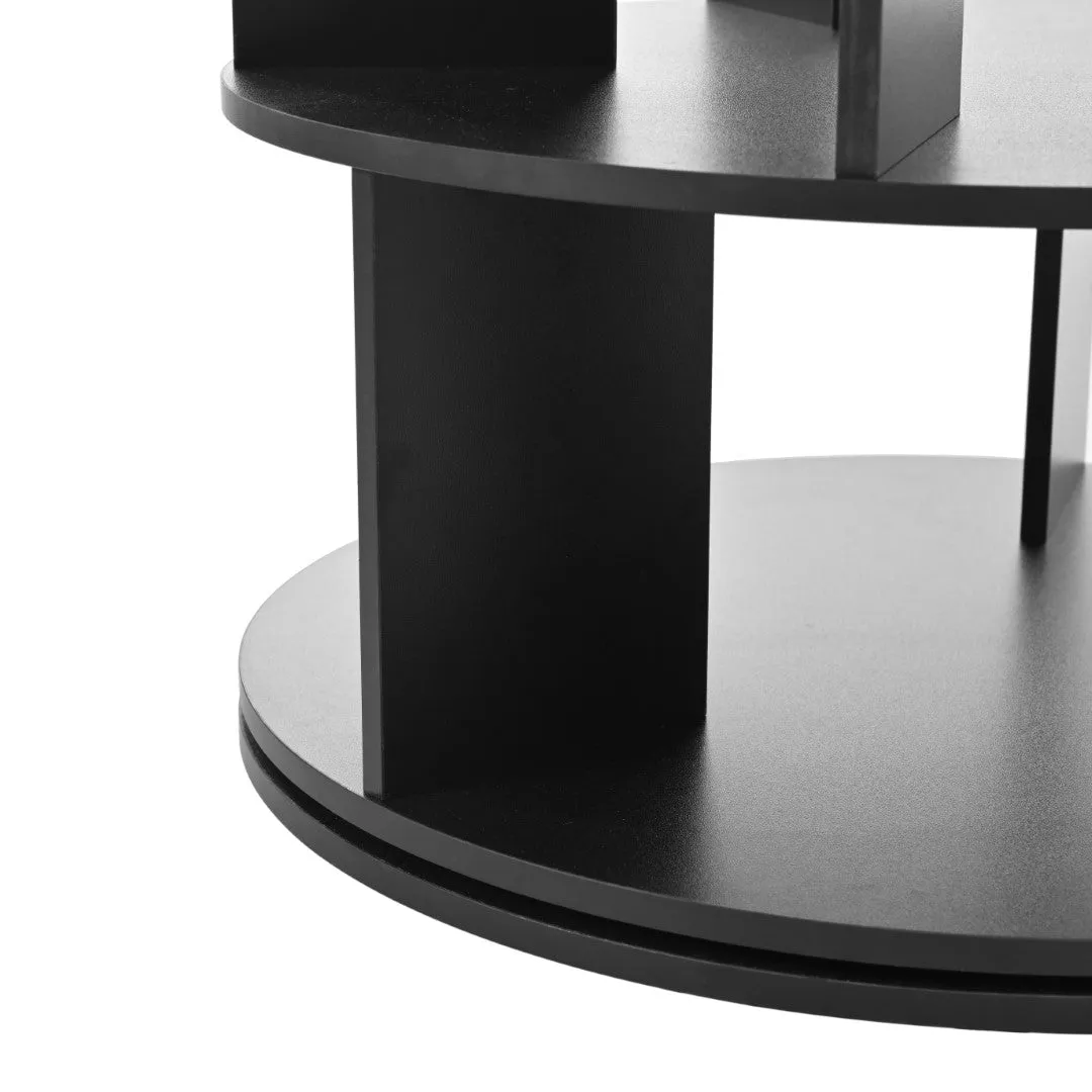 23.6'' Rotating Shoe Rack Tower, 7-Tier Spinning Shelf, 5 Grids Per Layer, 360° Revolving Carousel Organizer, Black