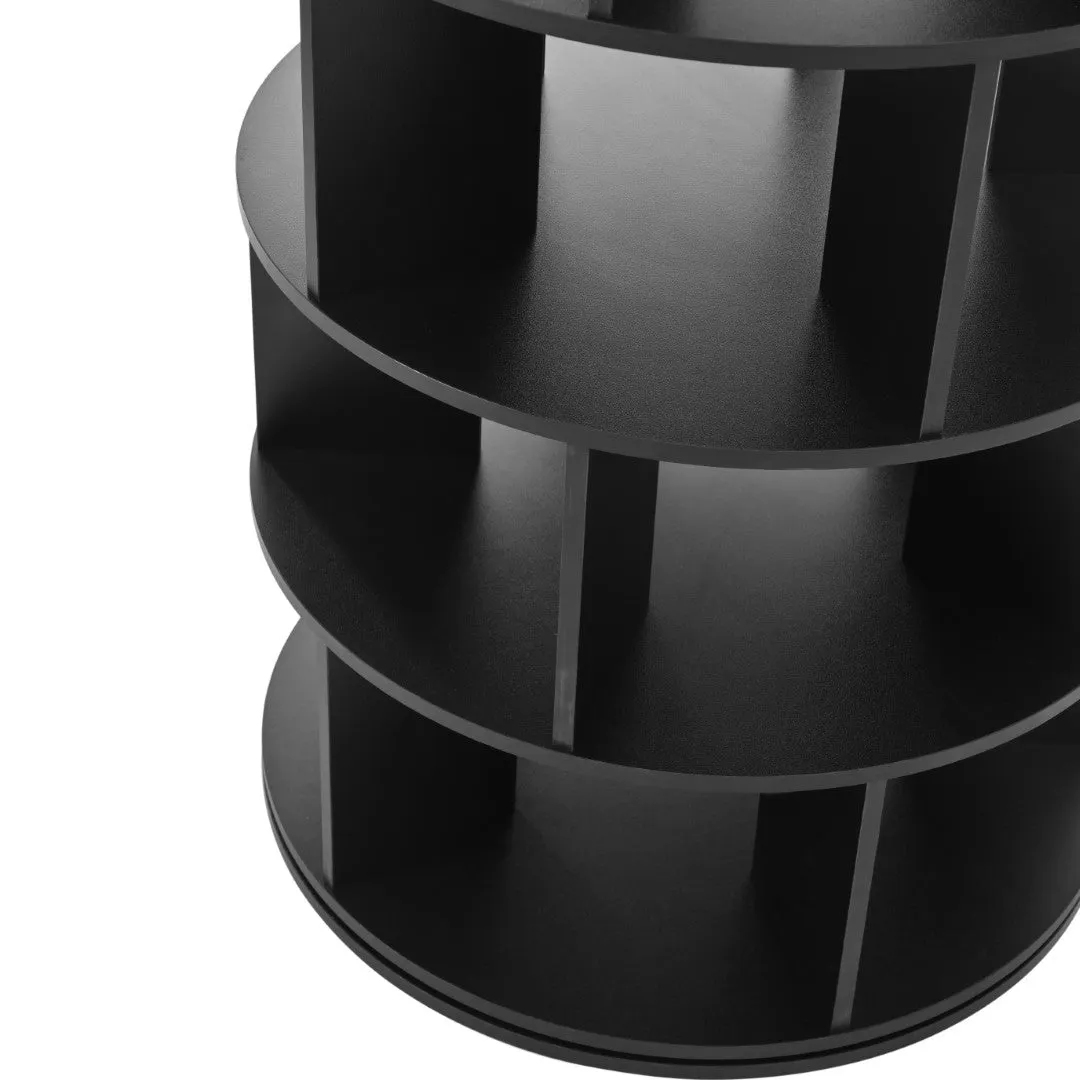 23.6'' Rotating Shoe Rack Tower, 7-Tier Spinning Shelf, 5 Grids Per Layer, 360° Revolving Carousel Organizer, Black
