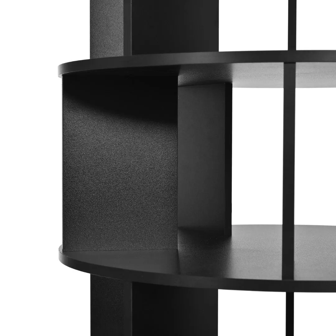 23.6'' Rotating Shoe Rack Tower, 7-Tier Spinning Shelf, 5 Grids Per Layer, 360° Revolving Carousel Organizer, Black