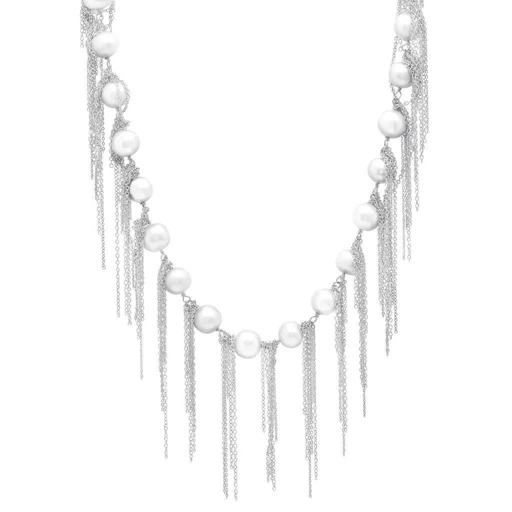 31" Fresh Water Pearl Fringe Chain Fringe Necklace