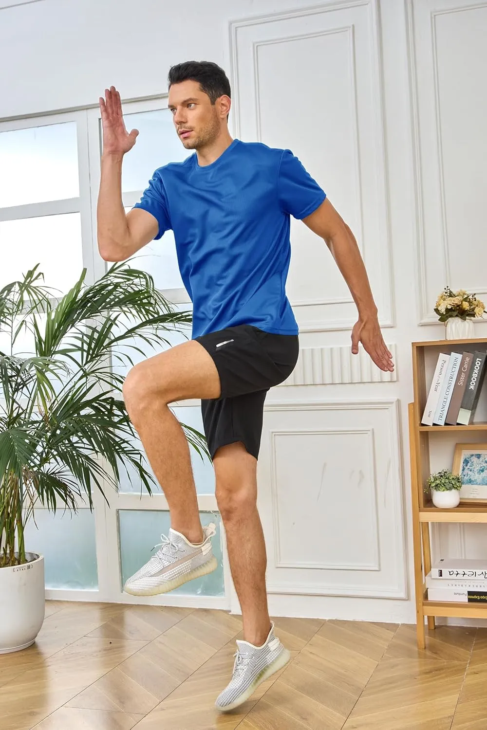 5 Pack Mens Athletic Active Quick Dry Crew Neck T Shirts Running Gym Workout Short Sleeve Tee Tops