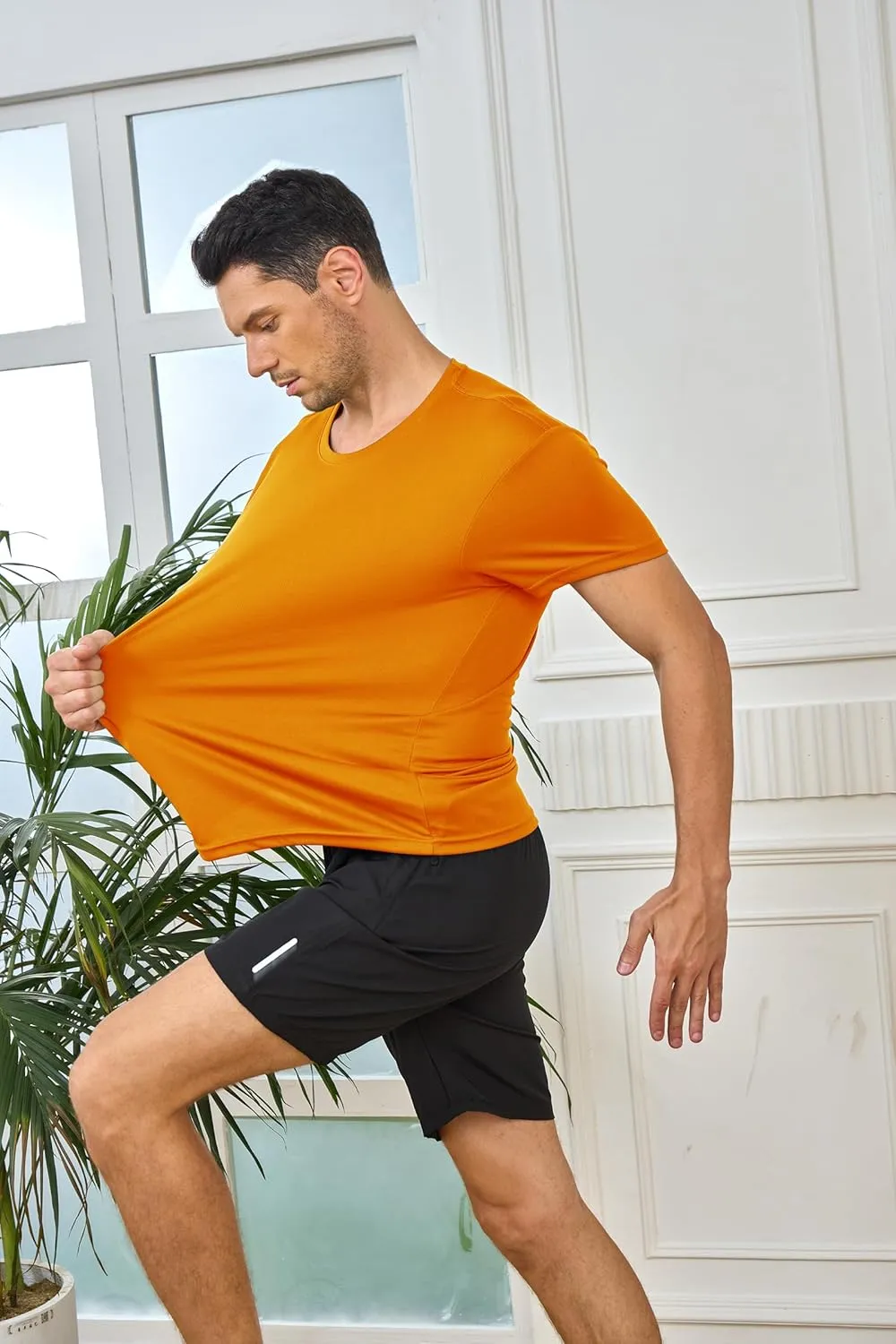 5 Pack Mens Athletic Active Quick Dry Crew Neck T Shirts Running Gym Workout Short Sleeve Tee Tops