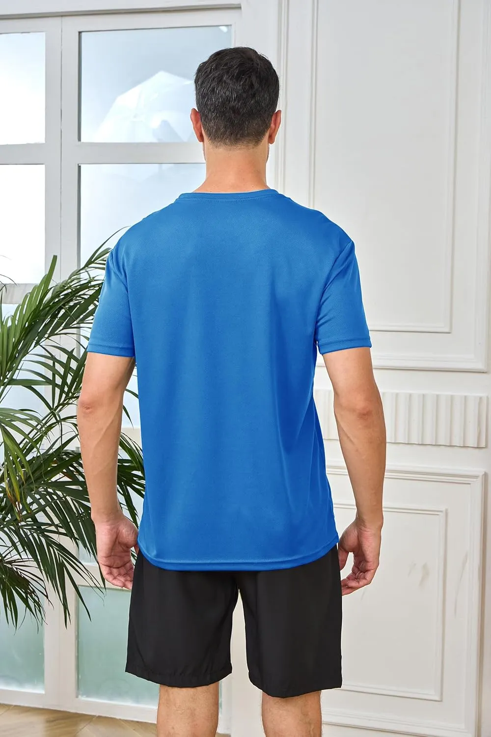 5 Pack Mens Athletic Active Quick Dry Crew Neck T Shirts Running Gym Workout Short Sleeve Tee Tops
