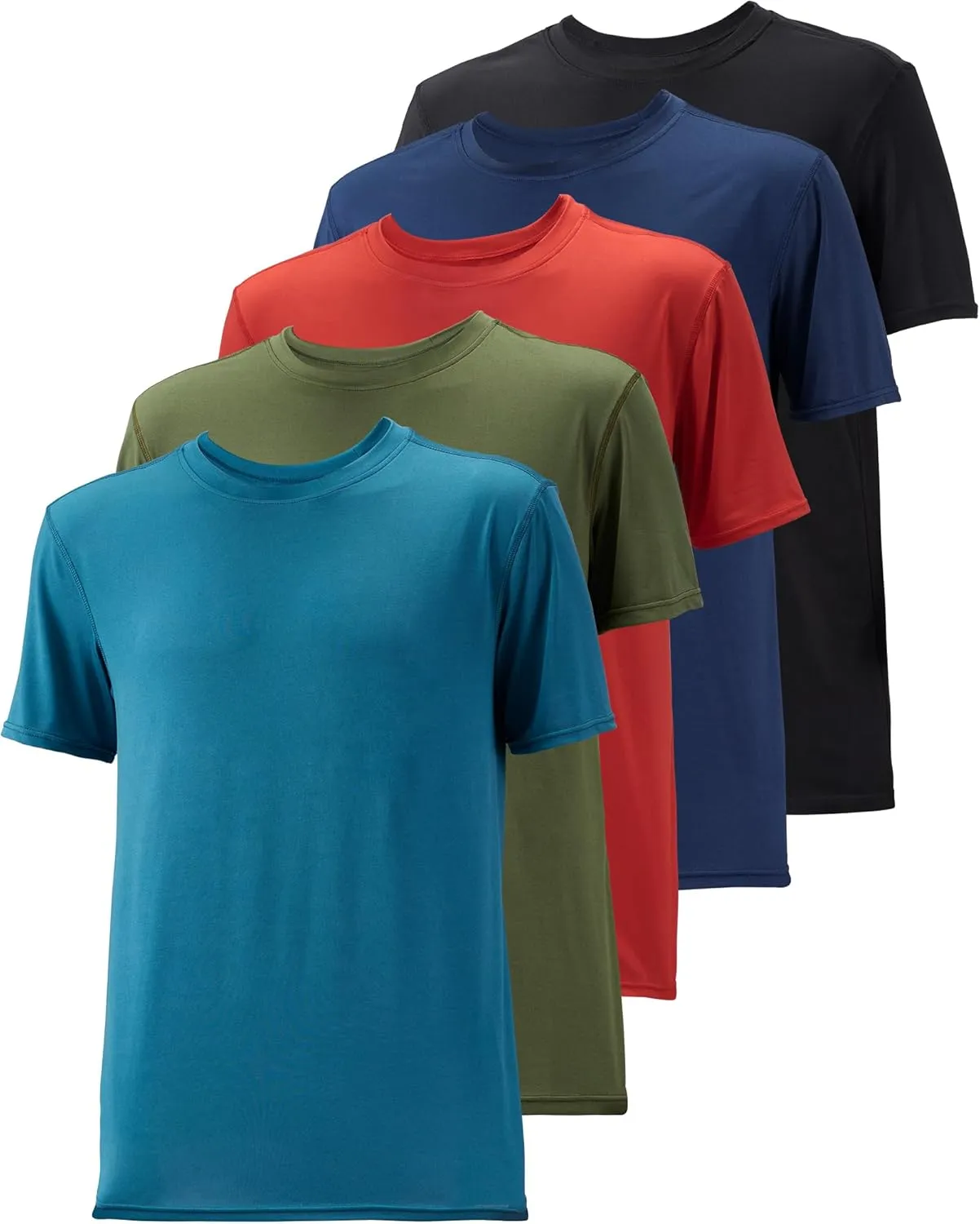5 Pack Mens Workout T-Shirts Quick Dry Athletic Short Sleeve Crew Neck Running Gym Tee Tops
