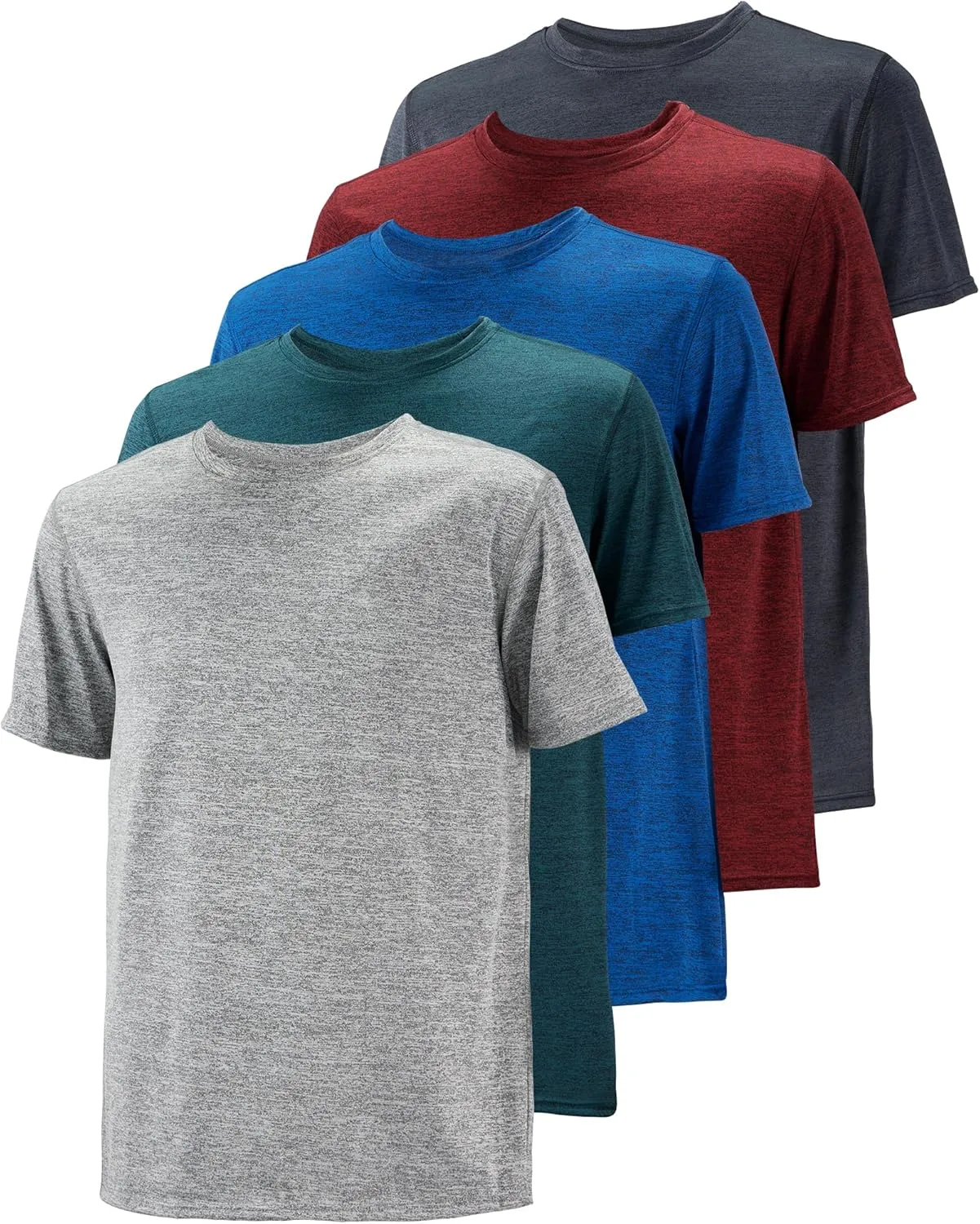 5 Pack Mens Workout T-Shirts Quick Dry Athletic Short Sleeve Crew Neck Running Gym Tee Tops