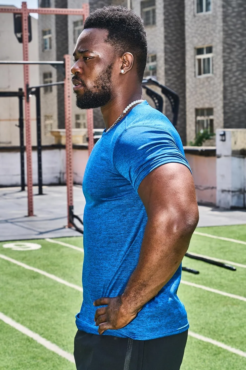 5 Pack Mens Workout T-Shirts Quick Dry Athletic Short Sleeve Crew Neck Running Gym Tee Tops