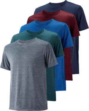 5 Pack Mens Workout T-Shirts Quick Dry Athletic Short Sleeve Crew Neck Running Gym Tee Tops