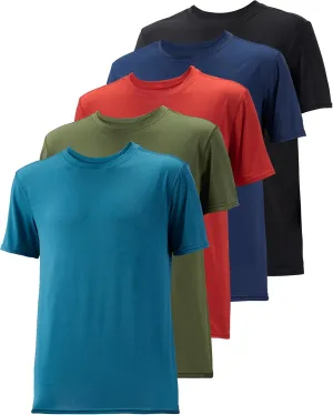 5 Pack Mens Workout T-Shirts Quick Dry Athletic Short Sleeve Crew Neck Running Gym Tee Tops