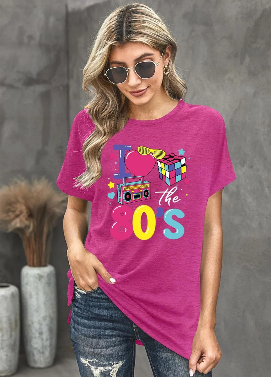 80s Shirts for Women: I Love 80's Music Party Graphic Print T-Shirt Vintage 1980s Neno Disco Blouse Tees