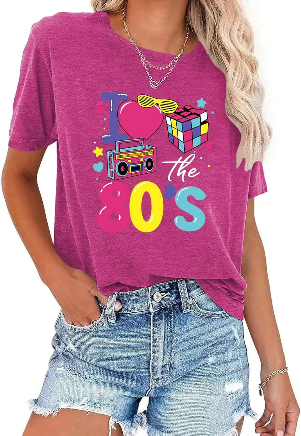 80s Shirts for Women: I Love 80's Music Party Graphic Print T-Shirt Vintage 1980s Neno Disco Blouse Tees