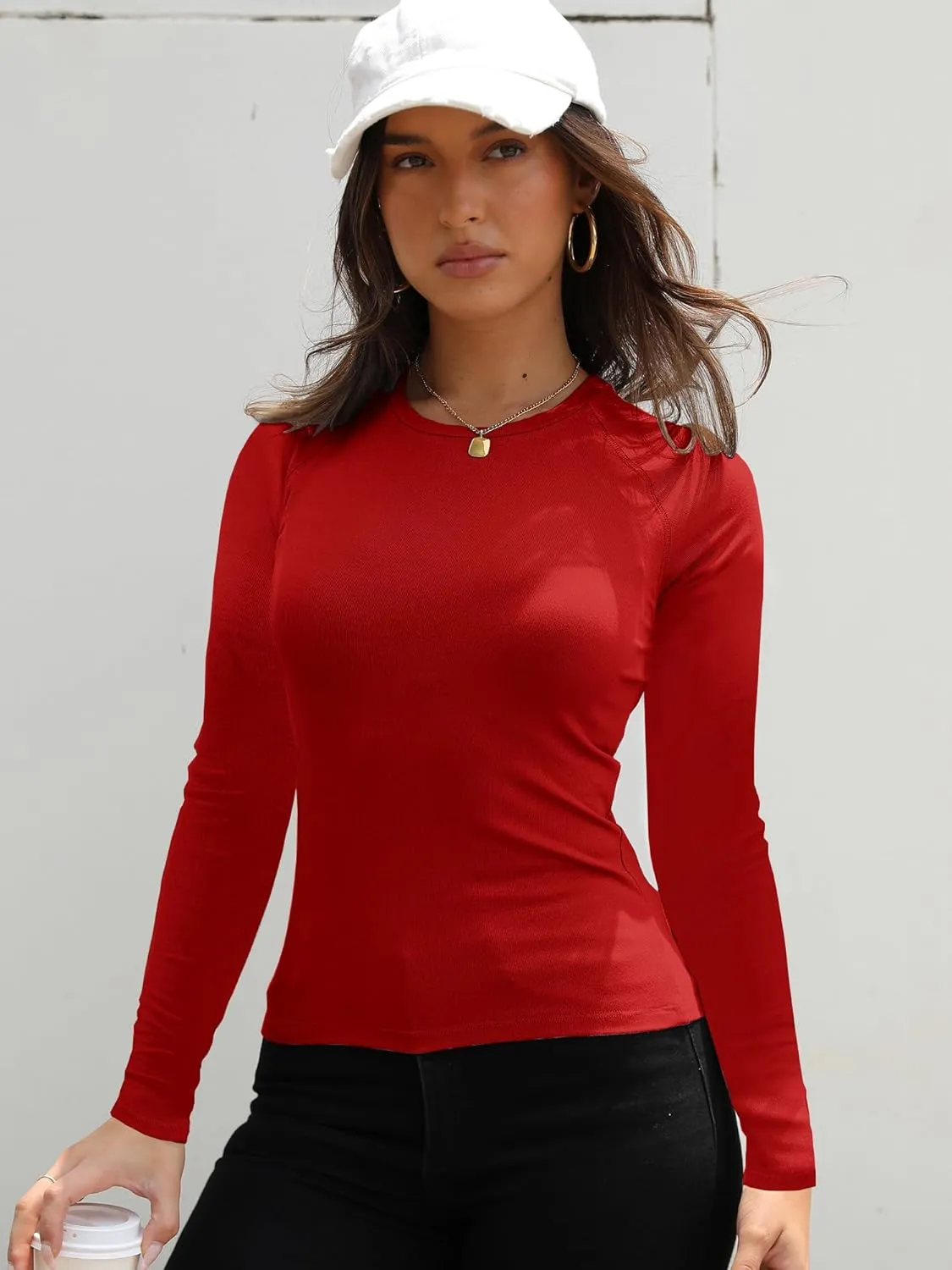 Abardsion 2025 Women Casual Activewear T Shirts Basic Crewneck Raglan Short Sleeve Slim Tight Fit Going Out Tops