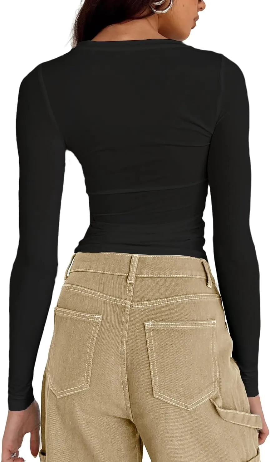 Abardsion Women's Casual Basic Going Out Crop Tops Slim Fit Short Sleeve Crew Neck Tight T Shirts 2025