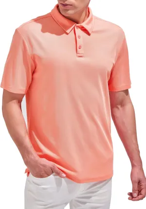 Aleture Men Polo T Shirts Polyester Performance Polos, Short Sleeve Collared Shirt for Business Casual Wear, Regular Fit