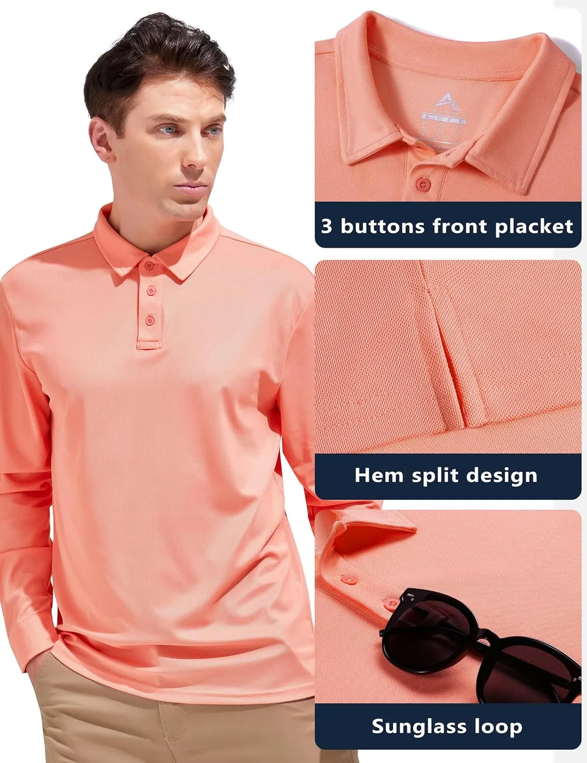 Aleture Men Polo T Shirts Polyester Performance Polos, Short Sleeve Collared Shirt for Business Casual Wear, Regular Fit