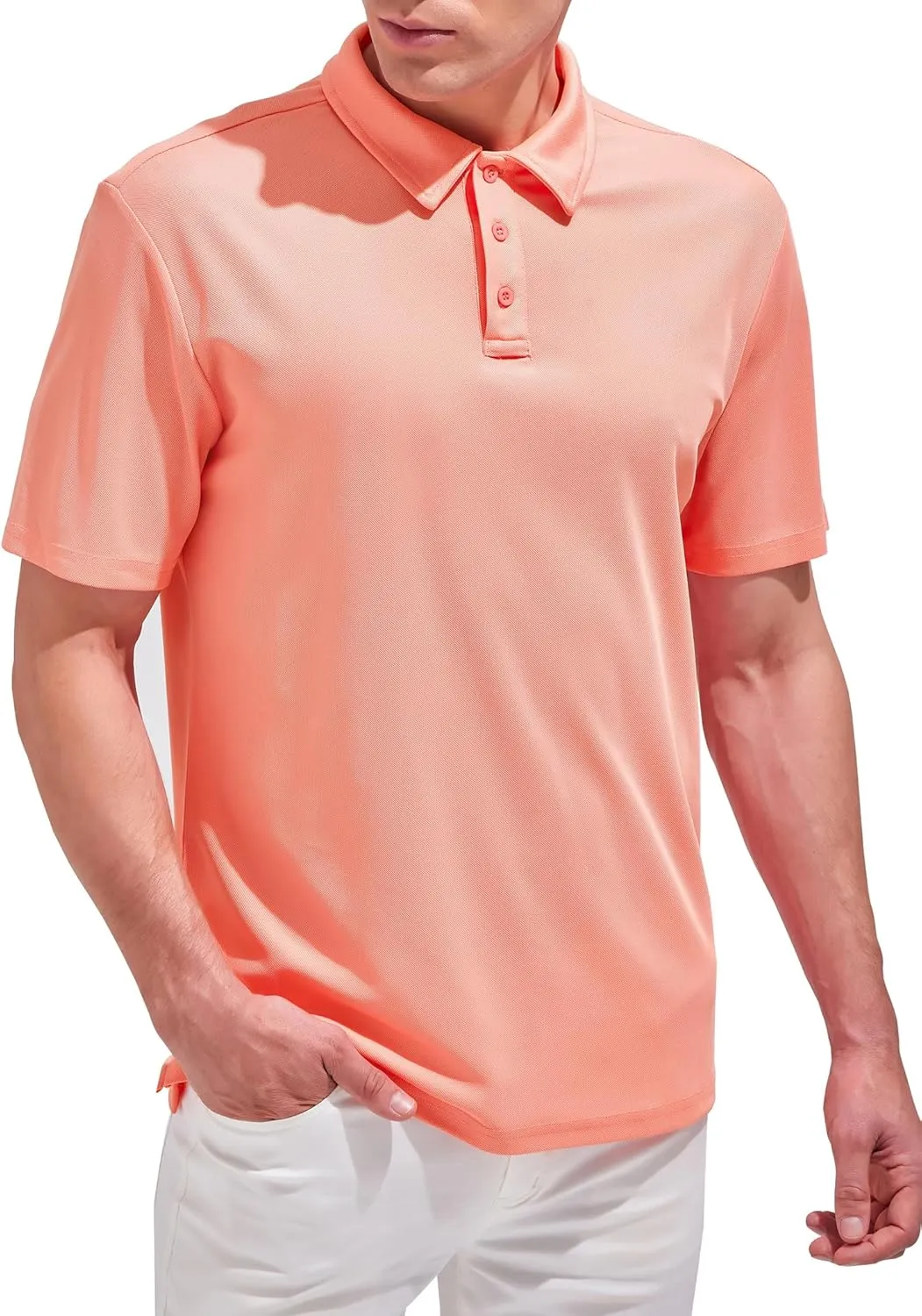 Aleture Men Polo T Shirts Polyester Performance Polos, Short Sleeve Collared Shirt for Business Casual Wear, Regular Fit