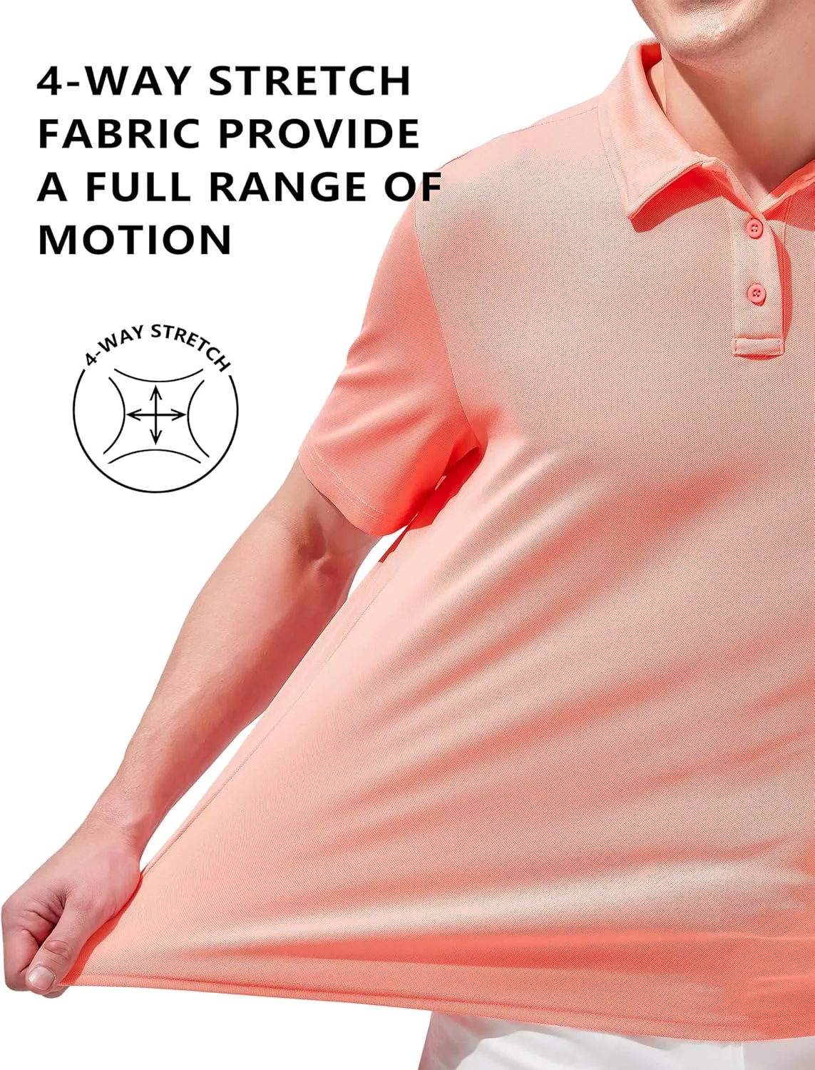 Aleture Men Polo T Shirts Polyester Performance Polos, Short Sleeve Collared Shirt for Business Casual Wear, Regular Fit