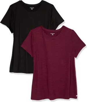 Amazon Essentials Women's Active Quick Dry Tech Stretch Short-Sleeve Crewneck T-Shirt (Available in Plus Size), Multipacks