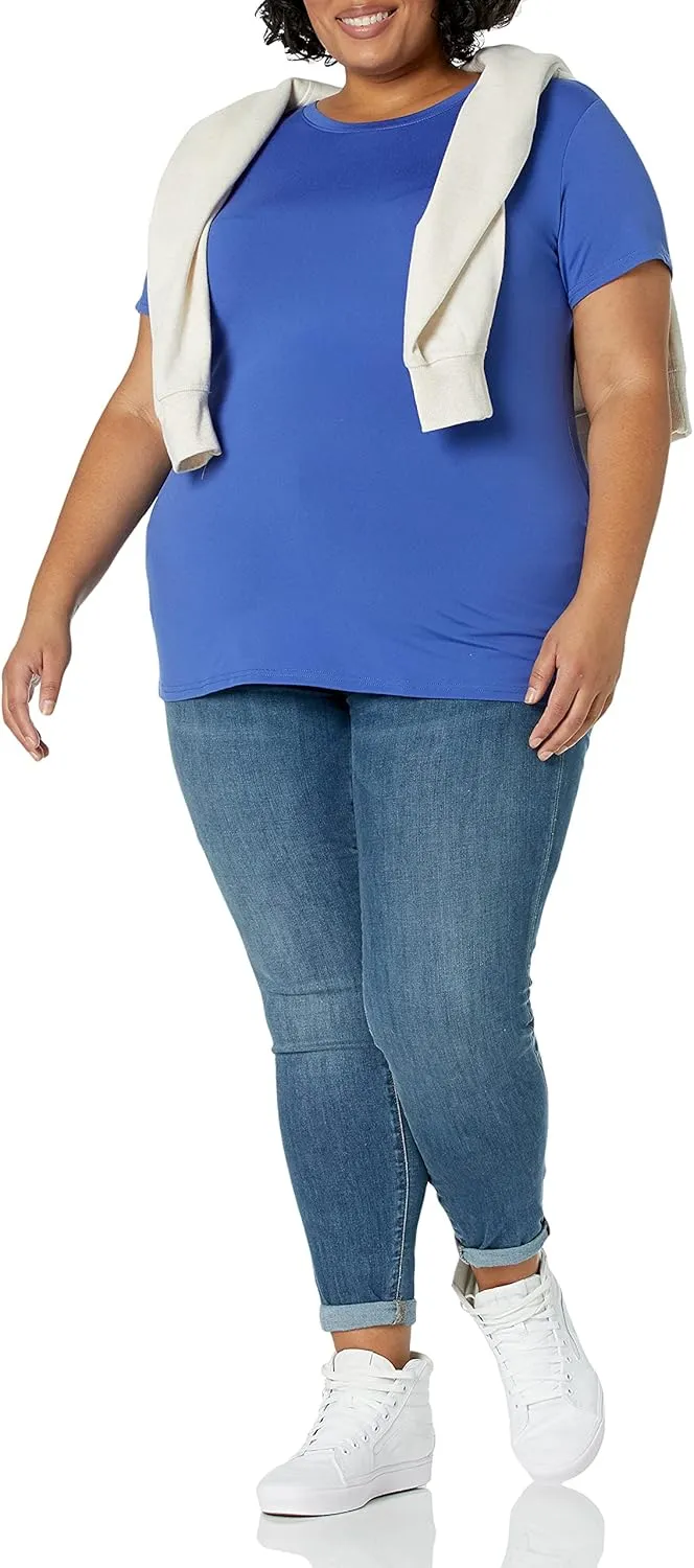 Amazon Essentials Women's Active Quick Dry Tech Stretch Short-Sleeve Crewneck T-Shirt (Available in Plus Size), Multipacks