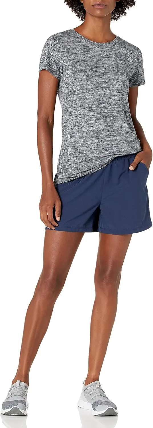 Amazon Essentials Women's Active Quick Dry Tech Stretch Short-Sleeve Crewneck T-Shirt (Available in Plus Size), Multipacks