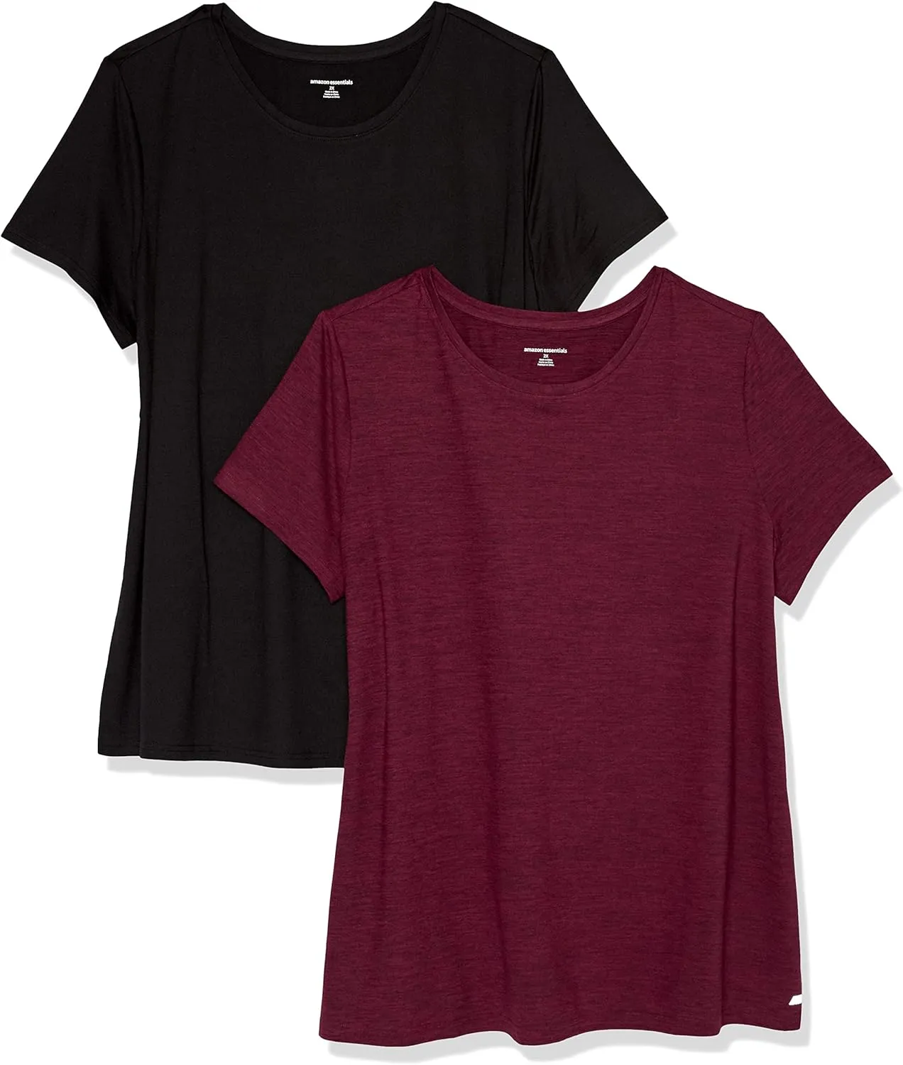 Amazon Essentials Women's Active Quick Dry Tech Stretch Short-Sleeve Crewneck T-Shirt (Available in Plus Size), Multipacks