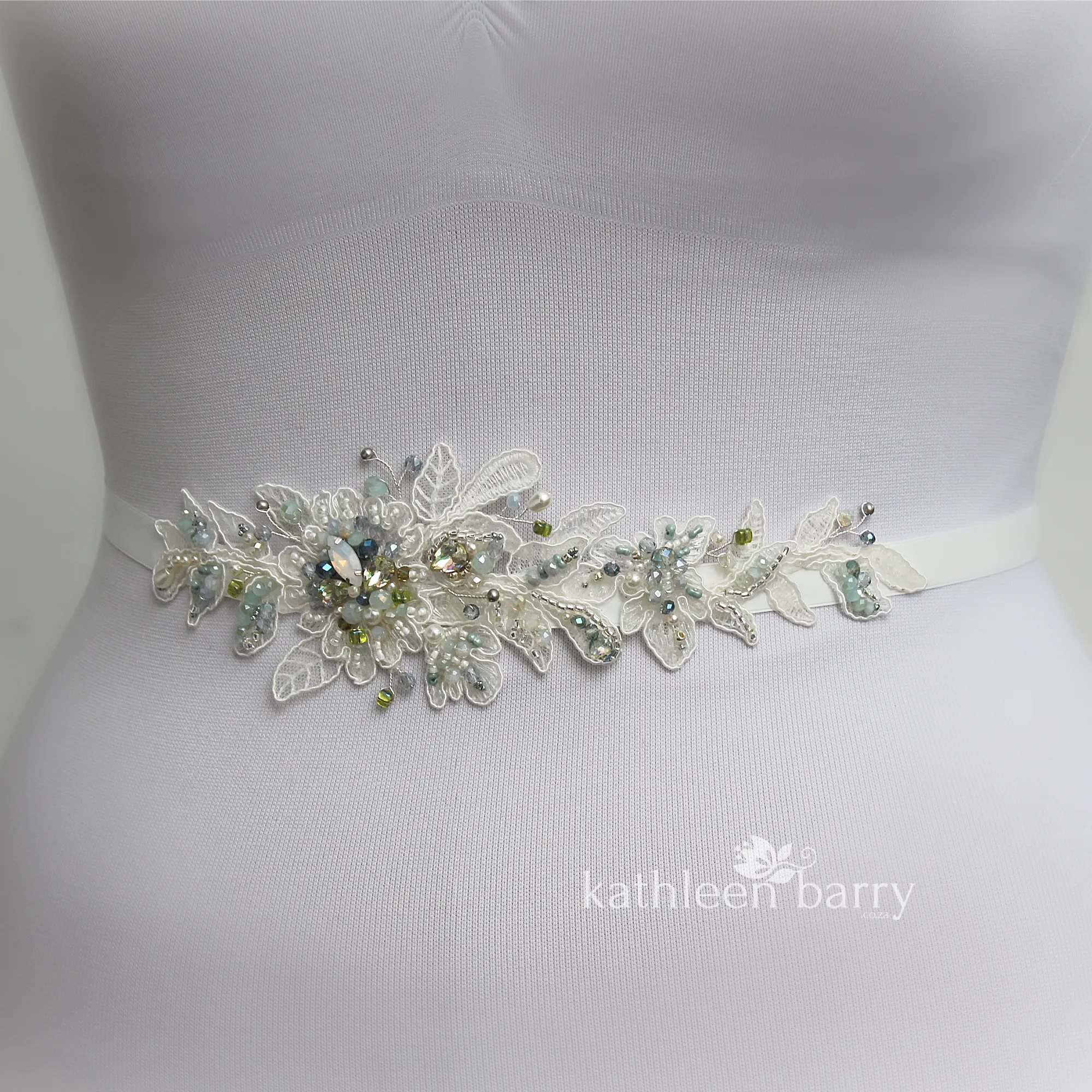 Ana dainty lace hair clip - sage green & pale blues - custom colors to order (two styles available)