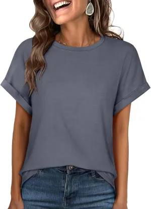 ANRABESS Womens Oversized Tops Summer Short Sleeve T Shirts Basic Solid Boxy Tee Casual Workout Going Out Outfits 2025 Spring