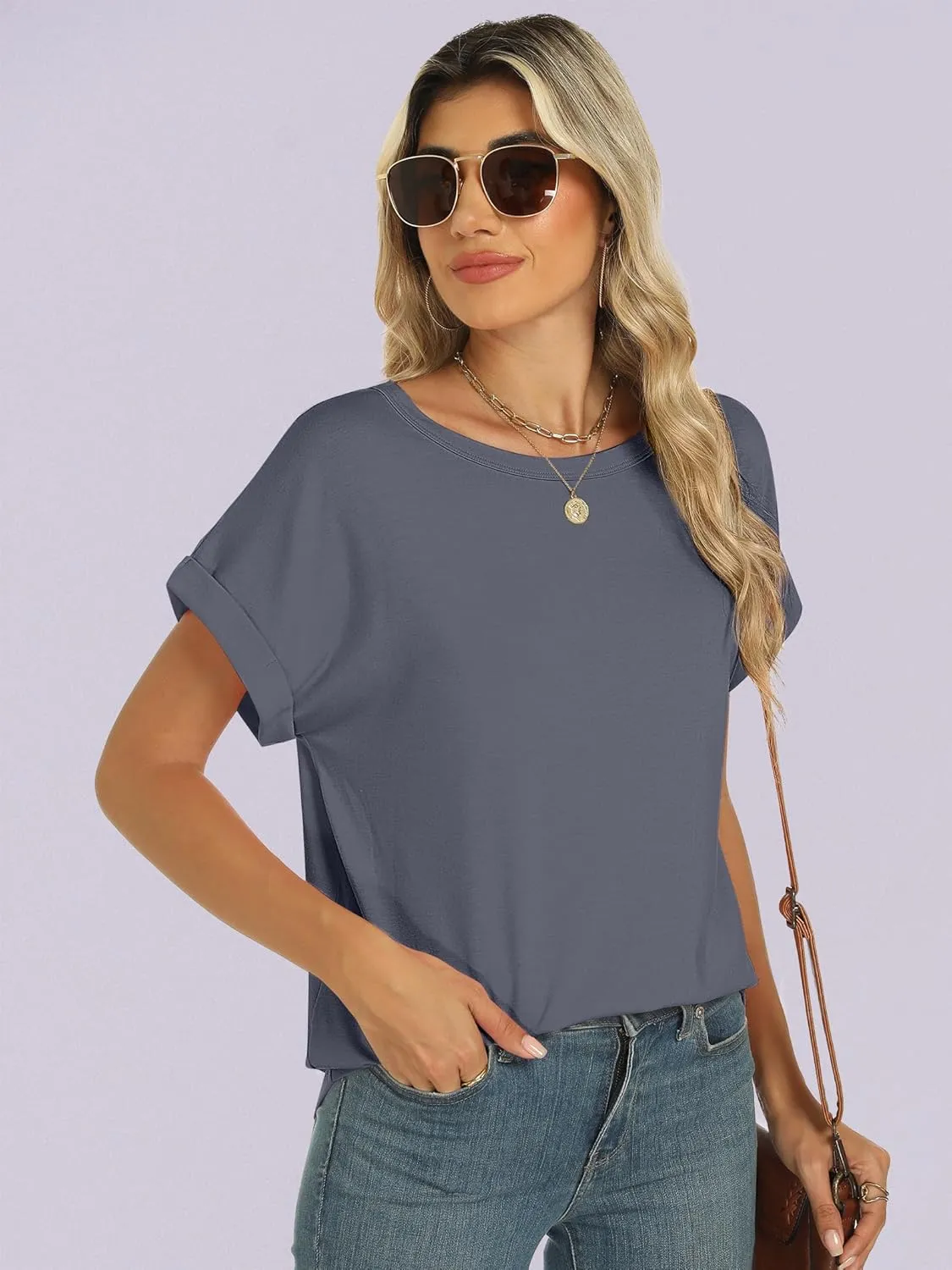 ANRABESS Womens Oversized Tops Summer Short Sleeve T Shirts Basic Solid Boxy Tee Casual Workout Going Out Outfits 2025 Spring