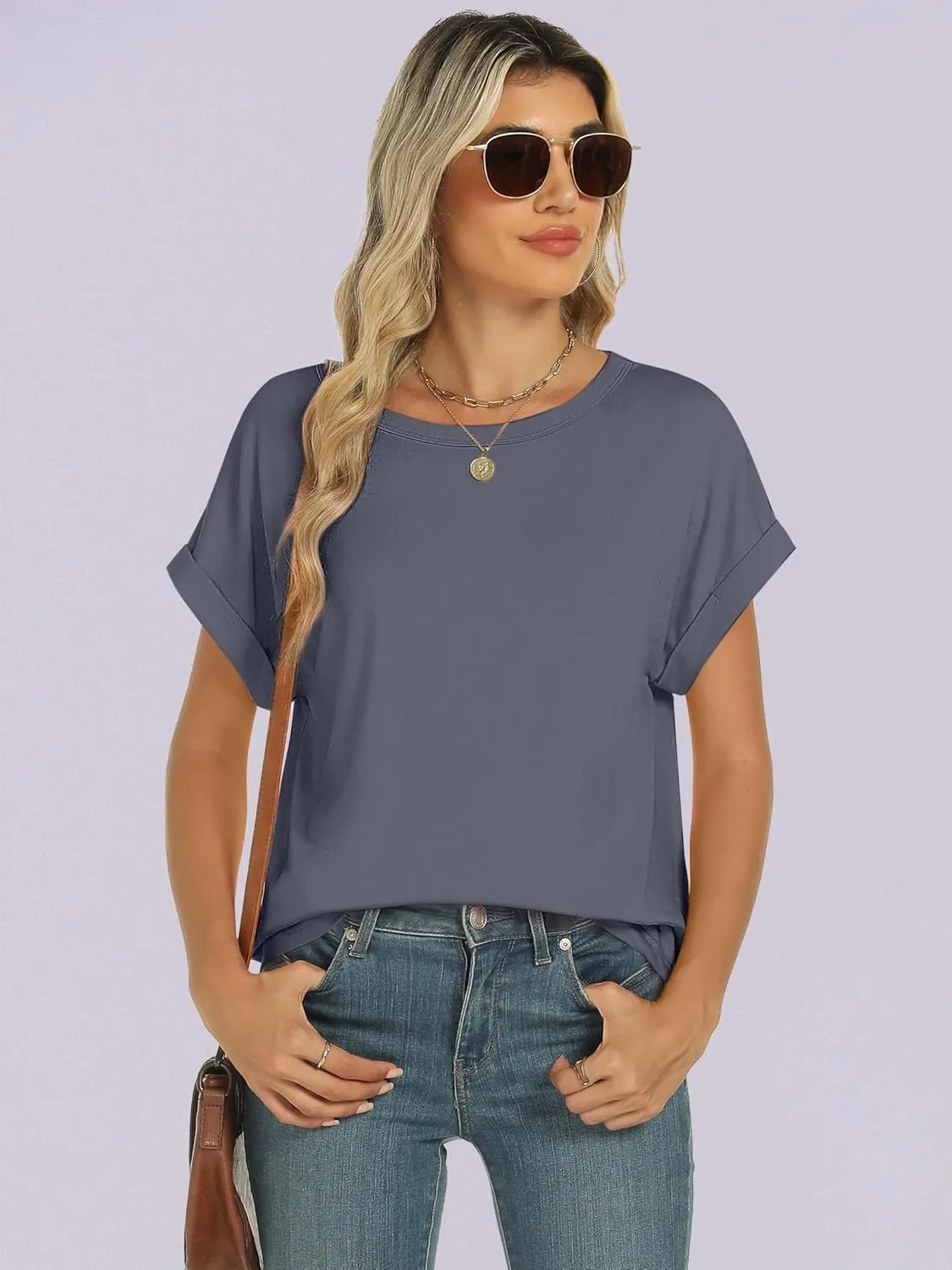 ANRABESS Womens Oversized Tops Summer Short Sleeve T Shirts Basic Solid Boxy Tee Casual Workout Going Out Outfits 2025 Spring