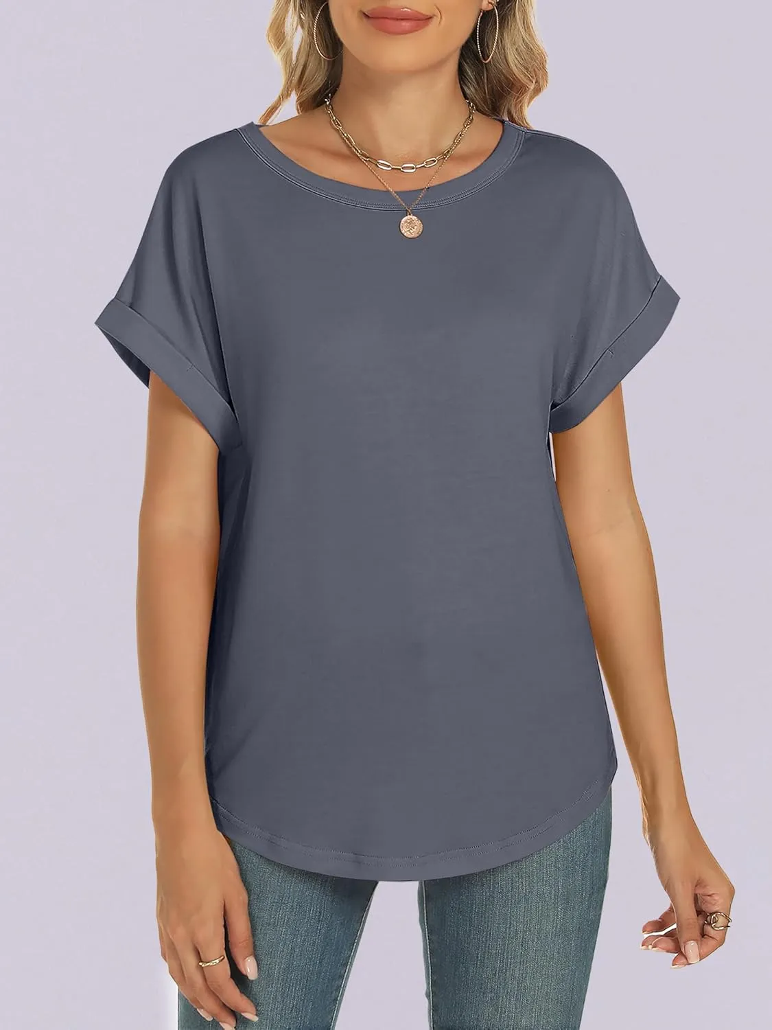 ANRABESS Womens Oversized Tops Summer Short Sleeve T Shirts Basic Solid Boxy Tee Casual Workout Going Out Outfits 2025 Spring