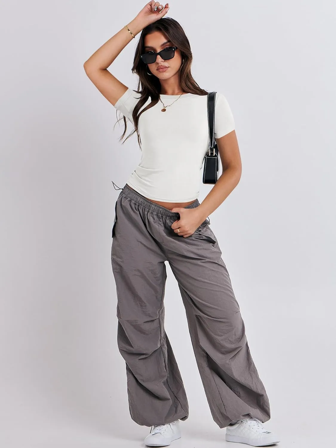 ANRABESS Womens Short Sleeve Summer T Shirts Crew Neck Slim Fit Basic Tees 2025 Crop Tops Y2k Clothes Outfits