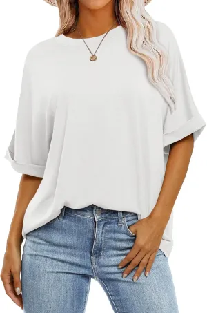 ANRABESS Womens Tops Oversized T Shirts Short Sleeve Crewneck Summer Casual Loose Basic Tee Shirt 2025 Trendy Fashion Clothes
