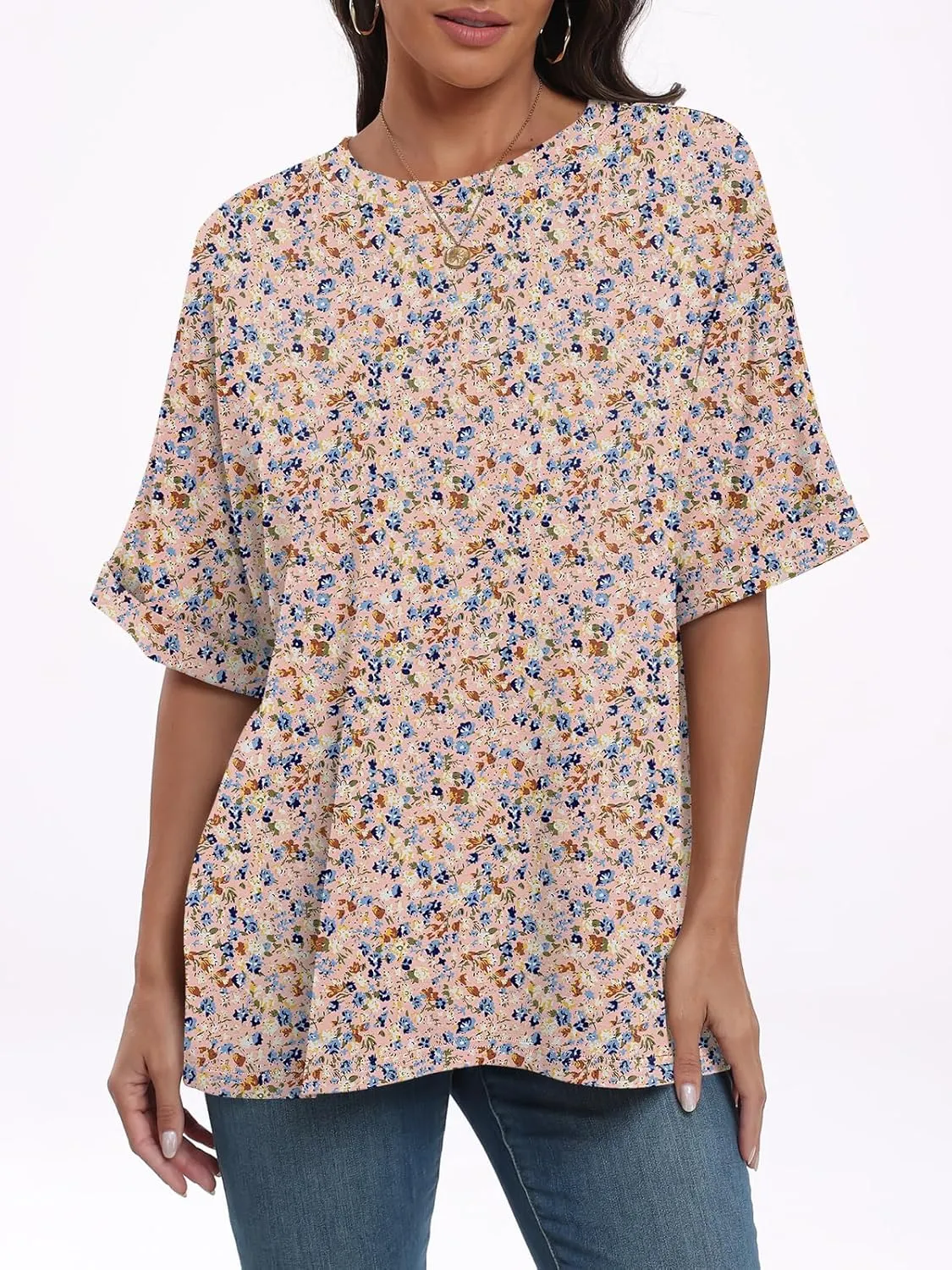 ANRABESS Womens Tops Oversized T Shirts Short Sleeve Crewneck Summer Casual Loose Basic Tee Shirt 2025 Trendy Fashion Clothes