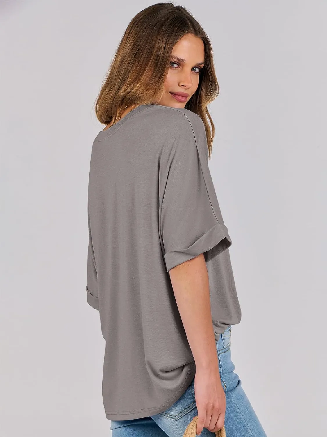 ANRABESS Womens Tops Oversized T Shirts Short Sleeve Crewneck Summer Casual Loose Basic Tee Shirt 2025 Trendy Fashion Clothes