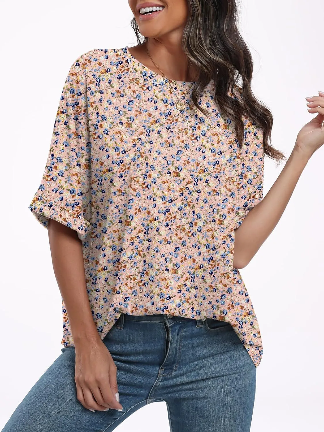 ANRABESS Womens Tops Oversized T Shirts Short Sleeve Crewneck Summer Casual Loose Basic Tee Shirt 2025 Trendy Fashion Clothes