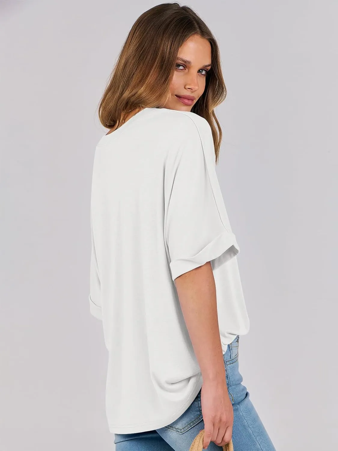ANRABESS Womens Tops Oversized T Shirts Short Sleeve Crewneck Summer Casual Loose Basic Tee Shirt 2025 Trendy Fashion Clothes