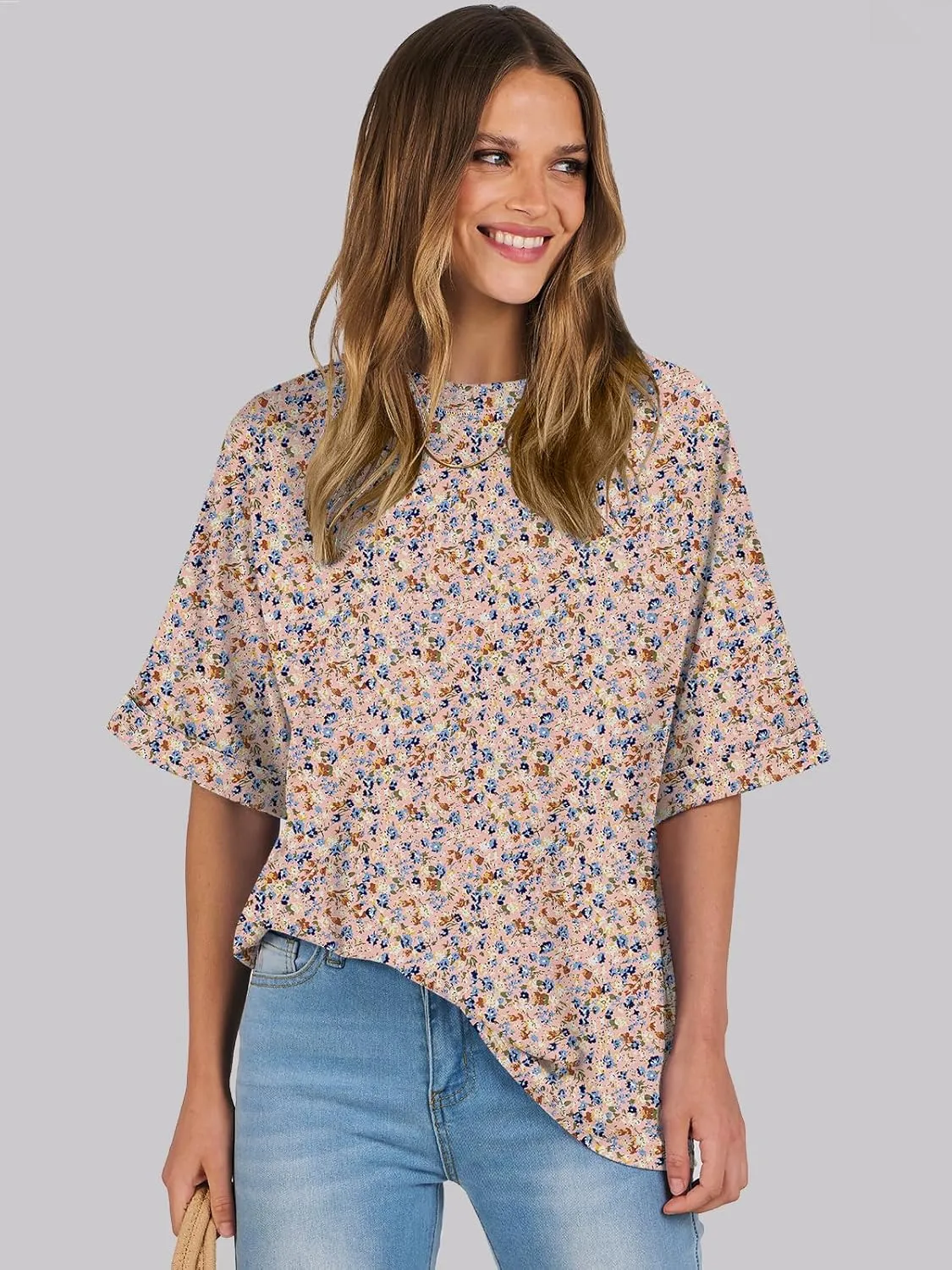 ANRABESS Womens Tops Oversized T Shirts Short Sleeve Crewneck Summer Casual Loose Basic Tee Shirt 2025 Trendy Fashion Clothes