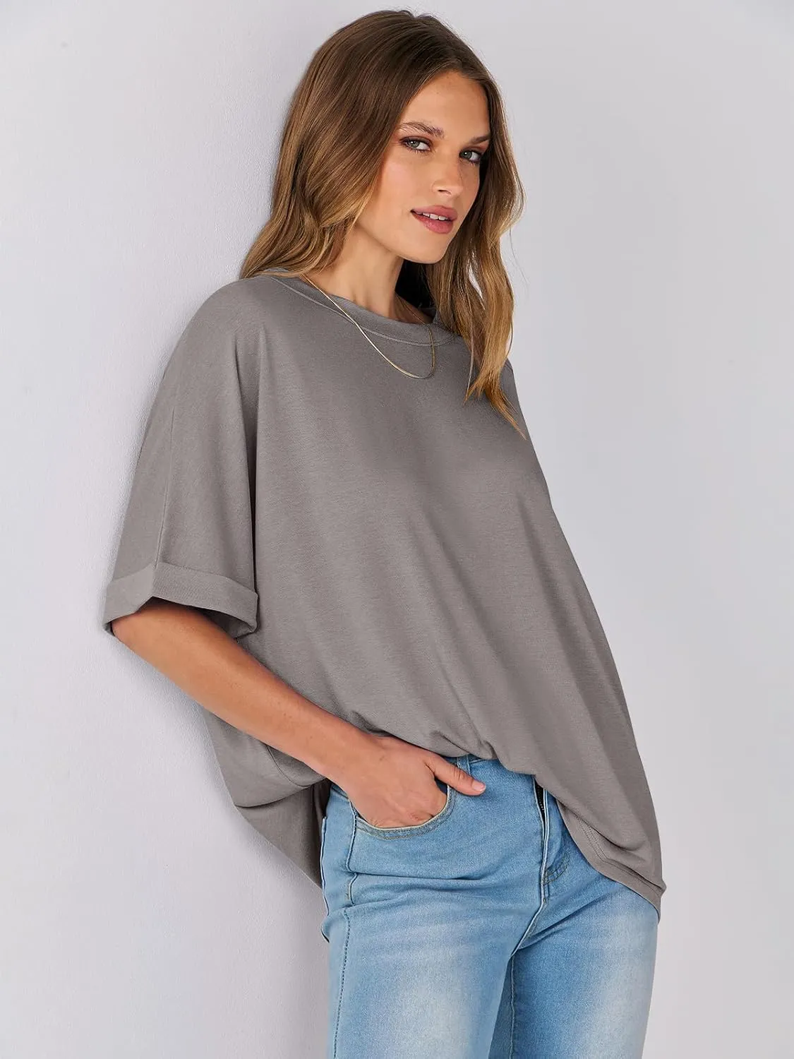 ANRABESS Womens Tops Oversized T Shirts Short Sleeve Crewneck Summer Casual Loose Basic Tee Shirt 2025 Trendy Fashion Clothes