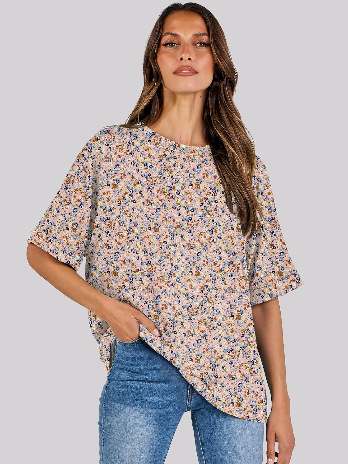 ANRABESS Womens Tops Oversized T Shirts Short Sleeve Crewneck Summer Casual Loose Basic Tee Shirt 2025 Trendy Fashion Clothes