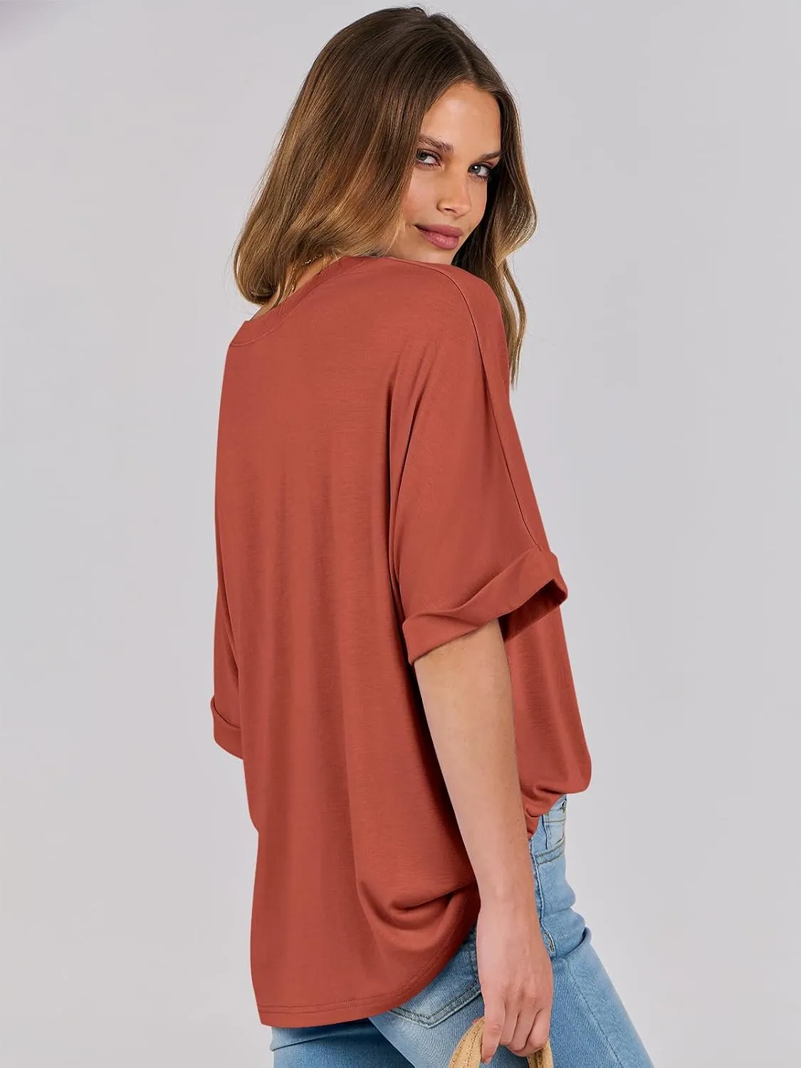 ANRABESS Womens Tops Oversized T Shirts Short Sleeve Crewneck Summer Casual Loose Basic Tee Shirt 2025 Trendy Fashion Clothes