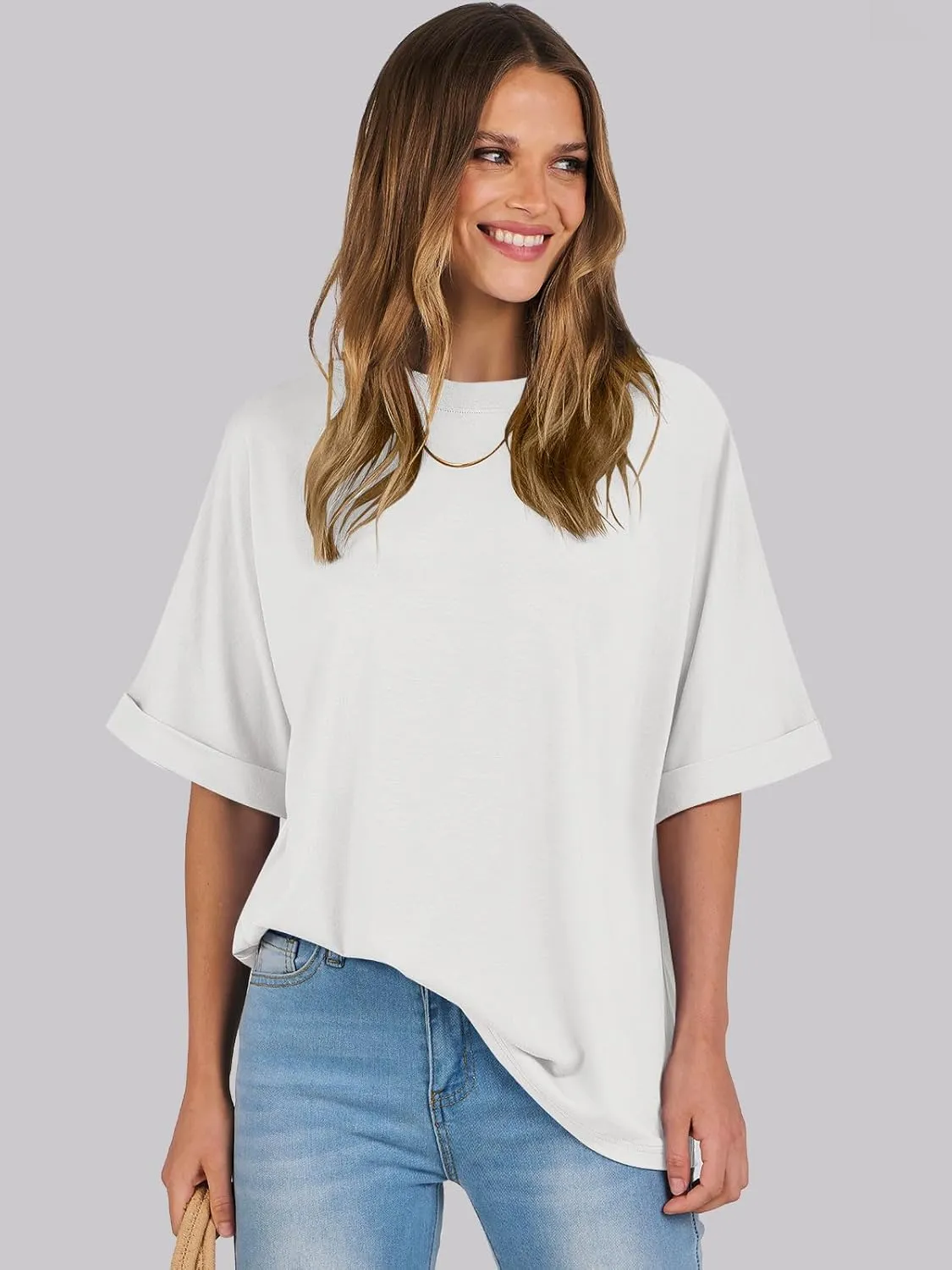 ANRABESS Womens Tops Oversized T Shirts Short Sleeve Crewneck Summer Casual Loose Basic Tee Shirt 2025 Trendy Fashion Clothes