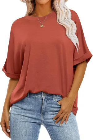 ANRABESS Womens Tops Oversized T Shirts Short Sleeve Crewneck Summer Casual Loose Basic Tee Shirt 2025 Trendy Fashion Clothes