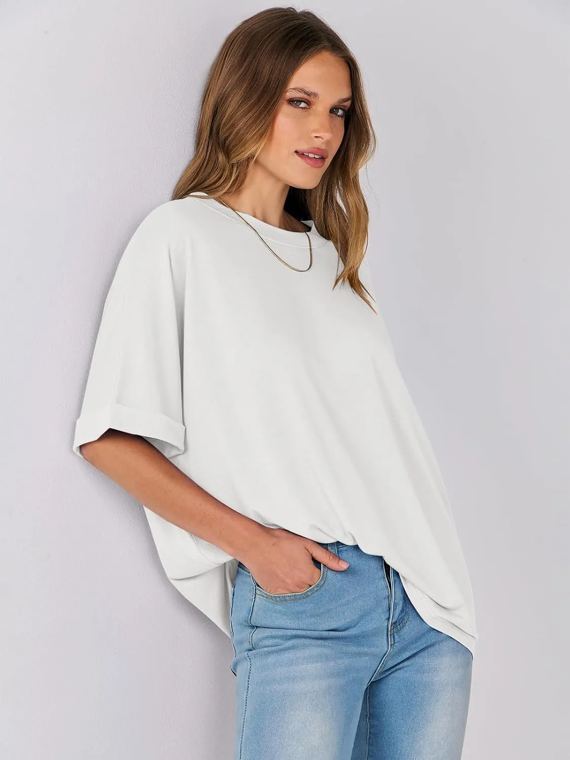 ANRABESS Womens Tops Oversized T Shirts Short Sleeve Crewneck Summer Casual Loose Basic Tee Shirt 2025 Trendy Fashion Clothes