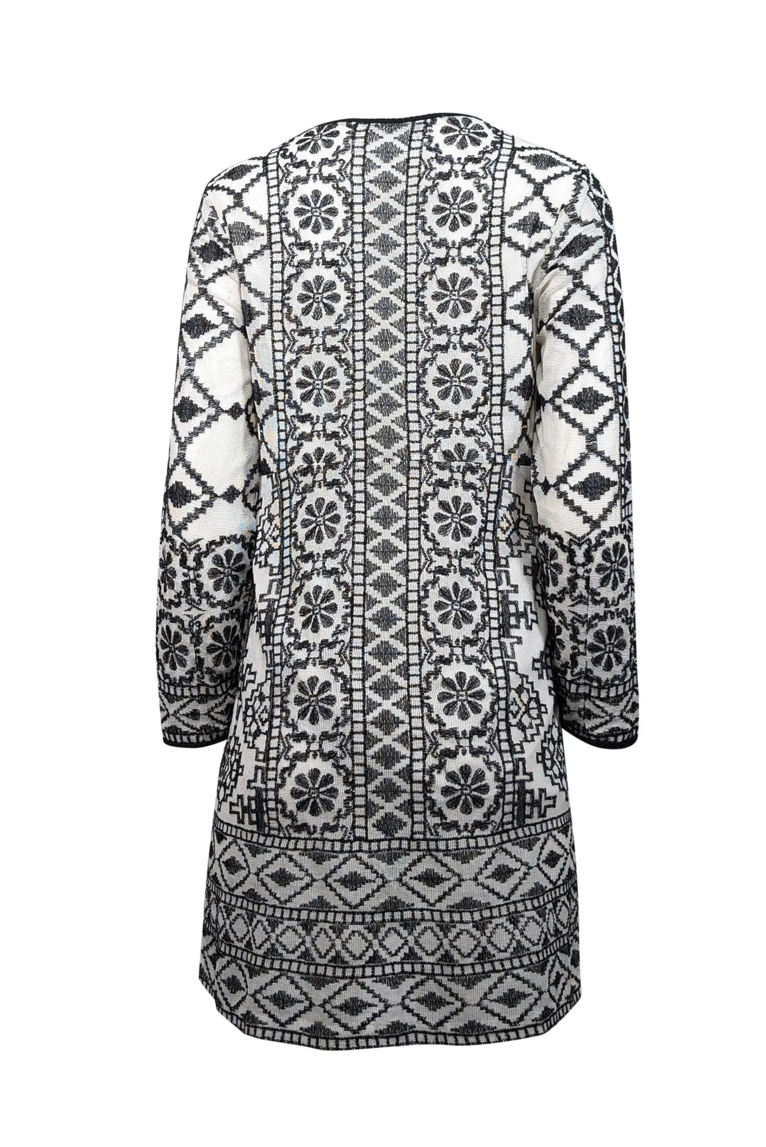Antik Batik - Cream & Black Embroidered Mini Dress w/ Beaded Accent Sz S