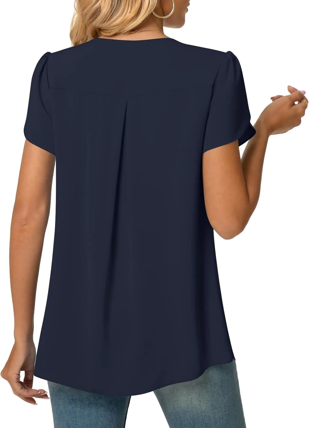 Anyally Women's Plus Size Summer Tunic Tops Dressy Casual Chiffon Blouses Short Sleeve T-Shirts for Leggings