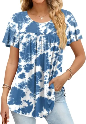 Anymiss 2025 Womens Spring Tunic Tops Summer Casual Dressy Short Sleeve Loose Fit T Shirts M-3X