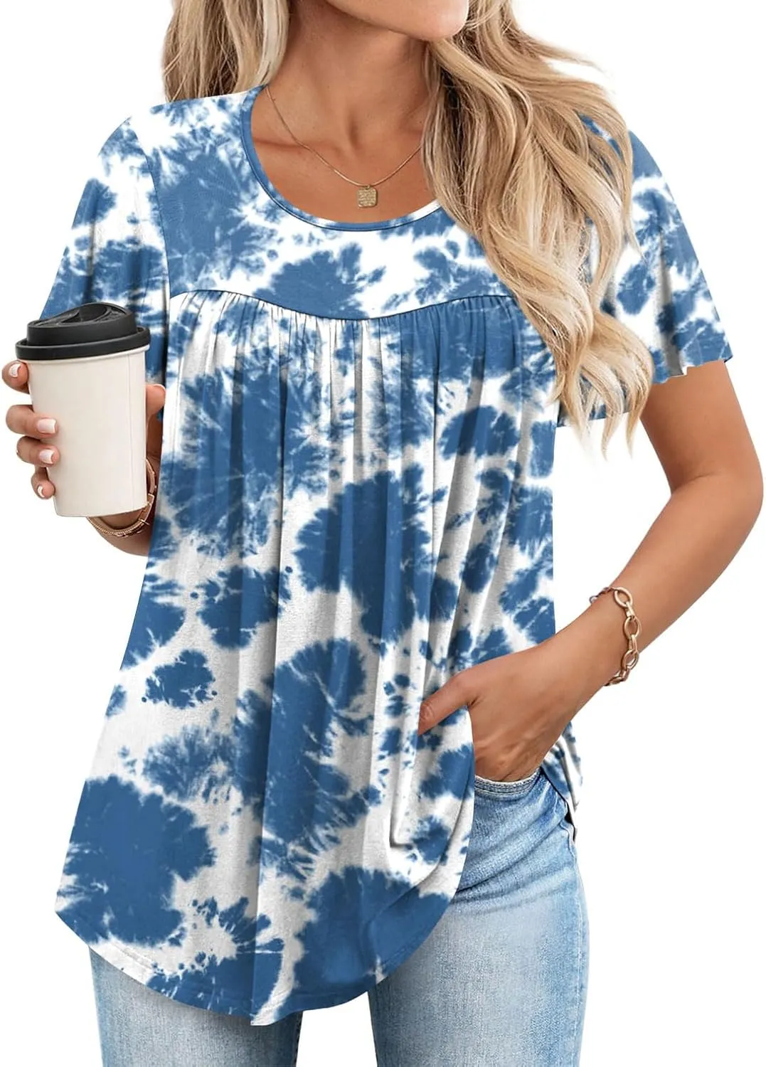 Anymiss 2025 Womens Spring Tunic Tops Summer Casual Dressy Short Sleeve Loose Fit T Shirts M-3X