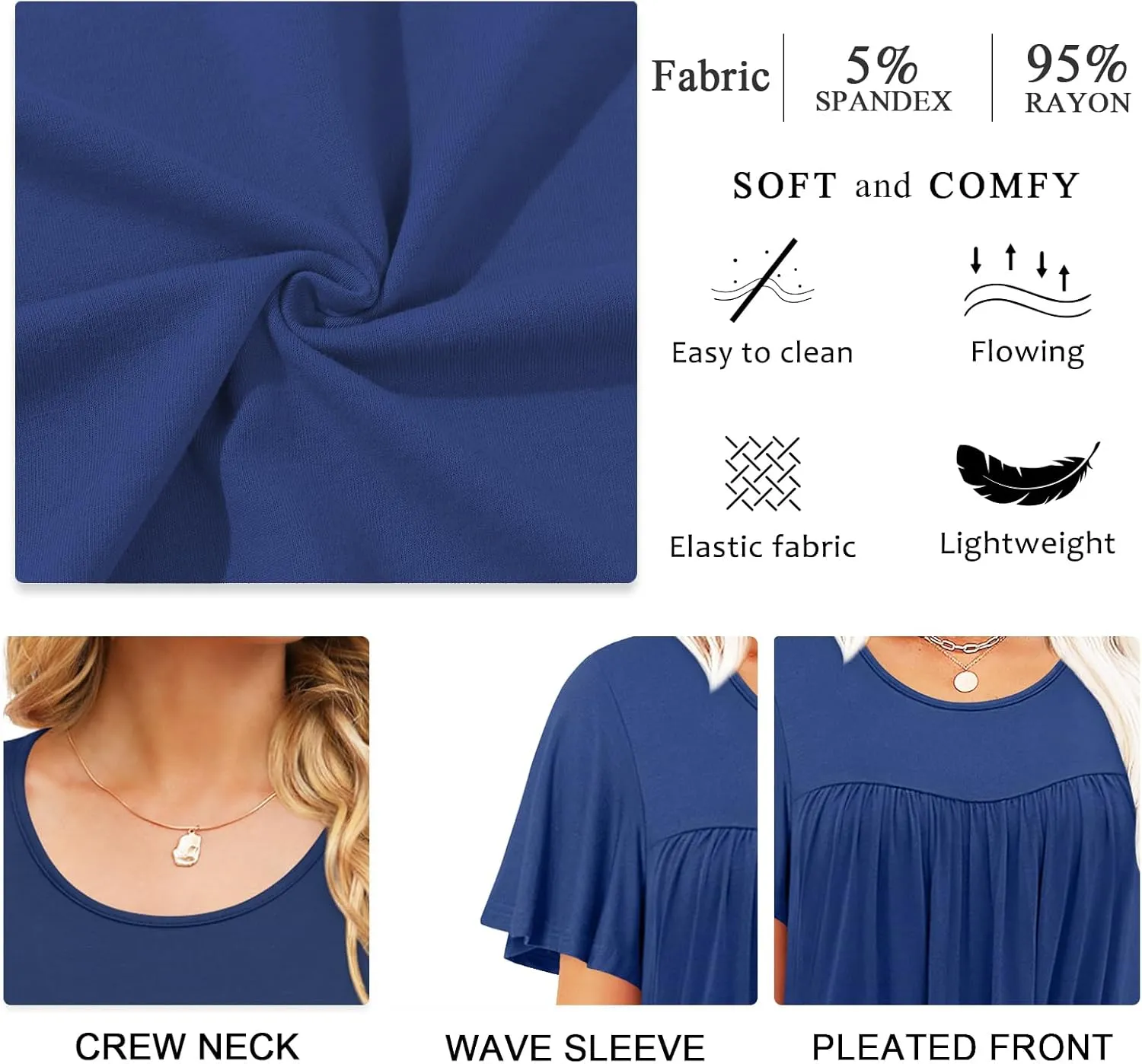 Anymiss 2025 Womens Spring Tunic Tops Summer Casual Dressy Short Sleeve Loose Fit T Shirts M-3X